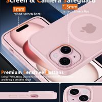 FNTCASE for iPhone 15 Case: for iPhone 14 & iPhone 13 Case | Magnetic Frosted Translucent Slim Shockproof Cell Phone Cover | Military Grade Protection Drop Proof Tough Protective Cases - LightPink - Image 5