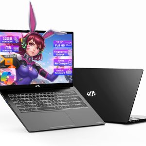 17.3” Gaming-Laptop, AI 9 8945HS (>i9-13900H), 32GB RAM 1TB SSD,USB-C 4.0 AI Copilot Ready, VR Support, 100W PD Fast Charge, Backlit Keyboard, Fingerprint Unlock, for Gaming/Student/Office/Business