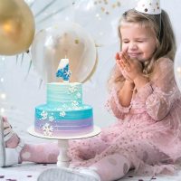 Glitter Blue White 3.74inch Large Frozen Birthday Candles,Happy 5th Birthday Candle for Party Supplies,Snow Winter Frozen Theme for Girls Cake Toppers Candles Birthday Decorations - Image 4