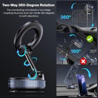 Vacuum Magnetic Suction Phone Holder, Foldable and Retractable Hands-Free Suction Cup Phone Mount for Car/Gym/Mirror/Smooth Surface, Compatible with iPhone Android and All Smartphones (Black) - Image 6