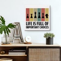 Life Is Full of Important Choices Chess Canvas Wall Art Print Chess Poster Painting Framed Artwork 8 x 8 Inch Home Office Wall Decoration Gift for Chess Lover - Image 5