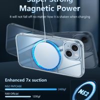 FNTCASE for iPhone 15 Case: for iPhone 14 & iPhone 13 Case | iPhone 16e Case Support Magnetic Charging Military Grade Drop Protection Anti Yellowing | Rugged Shockproof Phone Cover - 6.1 inch (Clear) - Image 3