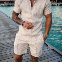 Mens Short Sets 2 Piece Outfits Polo Shirt Fashion Summer Tracksuits Casual Set Short Sleeve and Shorts Set for Men - Image 2