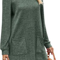 OFEEFAN Long Sleeve Shirts for Women Long Sweaters with Pockets Tunic Tops Loose Fit - Image 3