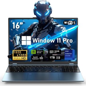 Gaming Laptop,MX350 Graphics Laptop,16 Inch Laptop Computer,N95 4C/4T Processor(up to 3.4Ghz),16GB RAM 1TB SSD,16”FHD 1920 * 1200 Display,WiFi 5,BT4.0,Backlit Keyboard