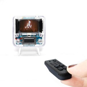TinyTV 2 - Portable Retro Television with Working Rotary knobs - Load Your own Videos Easily via USB onto Your own minature TV (Clear)