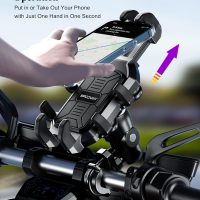 BRCOVAN Motorcycle Phone Mount Holder with Vibration Dampener, Anti-Shake Handlebar Cellphone Cradle for Bike Bicycle Scooter ATV, Adjustable Fit 5.4-6.9'' Smartphone - Image 5