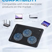 havit HV-F2056 15.6"-17" Laptop Cooler Cooling Pad - Slim Portable USB Powered (3 Fans), Black/Blue - Image 3