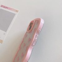 QLTYPRI Bow Case for iPhone 13/iPhone 14, Clear Cute Ribbon Bow Phone Case Curly Wavy Aesthetic Phone Case, Slim Soft Transparent Shockproof Protective Cover for Women Girls - Pink - Image 4