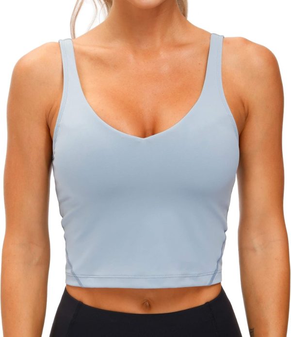 THE GYM PEOPLE Womens' Sports Bra Longline Wirefree Padded with Medium Support