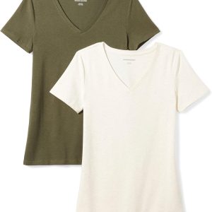 Amazon Essentials Women's Regular-Fit Short-Sleeve V-Neck T-Shirt, Multipacks
