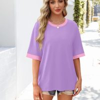 OFEEFAN Summer Tops for Women 2025 Short Sleeve Shirts Dressy Casual Crew Neck Tshirts Fashion - Image 4