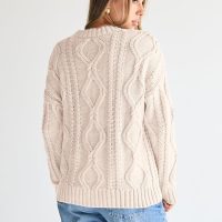 Trendy Queen Women's Oversized Cable Knit Crewneck Sweaters - Image 3