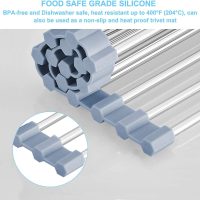 Seropy Roll Up Dish Drying Rack, Over The Sink Dish Drying Rack Kitchen Rolling Dish Drainer, Foldable Sink Rack Mat Stainless Steel Wire Dish Drying Rack for Kitchen Sink Counter Storage 17.5x11.8 - Image 6