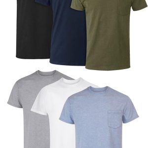 Hanes Pocket T-Shirt Pack, 6-Pack, Cool & Breathable Cotton Tees, Stay-Tucked Undershirts for Men