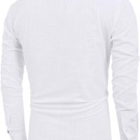 COOFANDY Men's Cotton Linen Henley T-Shirts Long Sleeve Hippie Casual Beach T-Shirts - Image 7