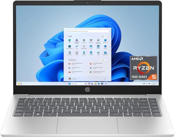 HP 14 inch Laptop, HD Touchscreen Display, AMD Ryzen 5 7520U, 8 GB RAM, 512 GB SSD, AMD Radeon Graphics, Windows 11 Home, Natural Silver, 14-em0499nr