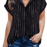 Timeson Women's Short Sleeve Chiffon Blouses for Office Work Business Attire Collared Shirts - Image 2