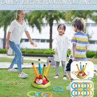 Powza 3 in 1 Musical Jump, Toss Ring Game and Stomping Launch Rocket Launcher for Kids Outdoor Toys with Remote Control, Indoor Outside Toy for Kids Ages 4-8 Toys for Ages 5-7 8-13 Birthday Gifts - Image 4