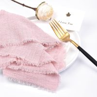 2 Pack 16x16 Inches Dusty Pink Fringe Cotton Cloth Napkins Handmade Dinner Napkins for Wedding, Festivals, Parties, Everyday Home Decor - Image 4