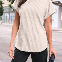 AUTOMET Women Shirts Fall Sweaters Regular Fit Short Sleeve Tunic Tops 2025 Dressy Casual Business Blouses - Image 5