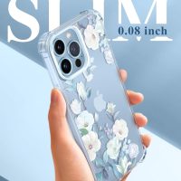 GVIEWIN for iPhone 13 Pro Case with Screen Protector & Camera Lens Protector, [10FT Military Grade Drop Protection] Clear Shockproof Slim Fit Floral Phone Case for Women 6.1" (Hibiscus) - Image 6
