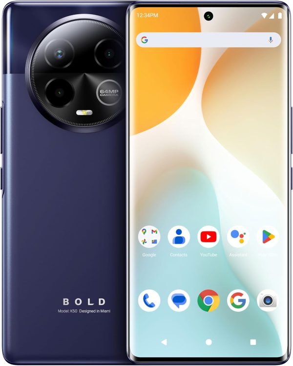 BLU | Bold K50 | 5G| 2024 | 3-Day Battery | Unlocked | 6.7” FHD+ 3D AMOLED | 256/8GB | Triple 64MP Camera | US Version | US Warranty | Purple