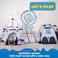 JOYIN White Rocket Ship Pop up Play Tent with Tunnel and Playhouse Kids Indoor Outdoor Spaceship Tent Set - Image 3