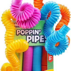 BUNMO Pop Tubes - Sensory Toys - Toddler Toys - Imaginative Play & Stimulating Creative Learning - Hours of Fun for Kids - Tons of Ways to Play - Non-Mouthable Toy 3+ - 4 Pack Large