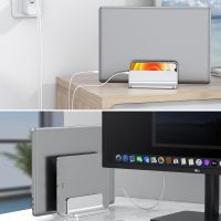 OMOTON [Updated Dock Version] Vertical Laptop Stand, Double Desktop Stand Holder with Adjustable Dock (Up to 17.3 inch), Fits All MacBok/Surface/Samsung/HP/Dell/Chrome Book (Silver) - Image 6