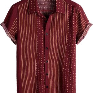 VATPAVE Mens Casual Short Sleeve Button Down Shirts Regular Fit Hawaiian Summer Shirt