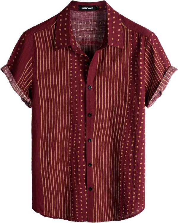 VATPAVE Mens Casual Short Sleeve Button Down Shirts Regular Fit Hawaiian Summer Shirt