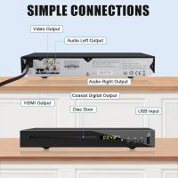 HD Blu Ray Player, Blue Ray/DVD/CD Player for TV, Play Region A/1 Blu-ray Disc and All Region DVD Discs, Blu-ray DVD Player with HDMI/AV/Coaxial Output, USB Input, Built-in PAL NTSC (Zone 1 Blu-ray) - Image 5