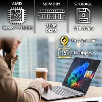 Lenovo ThinkBook 16 G7 Business Laptop, 16” FHD+, AMD Ryzen 7 7735HS, 32GB DDR5, 1TB NVMe, WiFi 6E + BT, Backlit KB, Fingerprint, HD Webcam, Win 11 Pro - Image 3