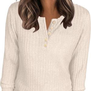ANRABESS Womens Long Sleeve Henley Shirts Button Down Tunic Tops Fall Lightweight Sweaters Business Casual Blouses 2025