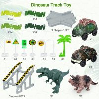 Dinosaur Toys, 252 PCS Create A Dinosaur World Road Race Tracks, Flexible Track Playset, 2pcs Dinosaur Car for 3 4 5 6 Year Old Boys Girls Birthday Party Favor Gift - Image 2