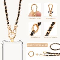 Clip and Go Phone Strap Crossbody with RFID Leather Wallet, Trendy Hands-Free Crossbody Cell Phone Lanyard Chain with Coin Purse for Women, Neck Chain for iPhone and Smartphone, Black Gold - Image 4