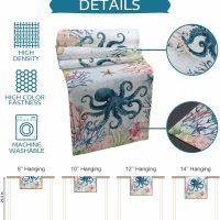 Underwater Sea Monster Octopus Coral Table Runner,Cotton Linen Table Runners 48 Inches Long,Ocean Marine Life Dresser Scarf Tablerunner for Kitchen Coffee/Dining/Sofa/End Tables TV Stand - Image 7