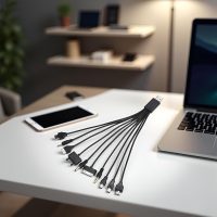 Black 10 in 1 USB Multi Charger Cables for Mobile Phones Charging Cord 7.87in Universal USB to Multi Plug Charger Cable for Smartphone Charger Wires,Cables and Interconnects - Image 4