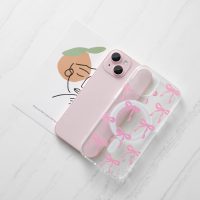 UEEBAI Magnetic for iPhone 14 & iPhone 13 Case, Bow Case Compatible with MagSafe, Wireless Slim Clear Ribbon Phone Cover Anti-Yellowing Shockproof Protective Cover for Women Girl - Pink - Image 3