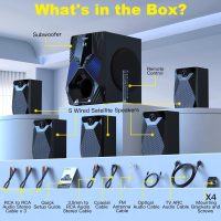 1000W Surround System 5 Wired Satellite Audio Speakers 8 inch Subwoofer 5.1/2.1 Channel Home Theater Deep Bass Support HDMI ARC Optical Bluetooth Karaoke Input - Image 6