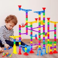 Meland Marble Run - 132Pcs Marble Maze Game Building Toy for Kid, Marble Track Race Set & STEM Learning Toys for Boy Girl Age 3 4 5 6 7 8 9+ (102 Translucent Marbulous Pcs & 30 Glass Marbles) - Image 7