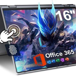 jumper 16 inch Convertible Laptop, 2 in 1 Laptop Computer with IPS FHD 360 Degree Touchscreen, 16GB DDR4 640GB Storage, Fingerprint Reader, WiFi 6, 53.2WH, Backlit Keyboard, Type-C, 1 Year Office 365