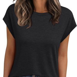 AUTOMET Womens Cap Sleeve Summer Tops T Shirts Business Casual Dressy Spring Fashion Outfits Cute Trendy Clothes 2025