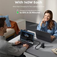 Anker Laptop Charger, 140W MAX USB C Charger, 4-Port Multi-Device Fast Charging, Advanced GaN Power Adapter, Intuitive Touch Controls, for MacBook, iPhone 16 Series, Samsung Galaxy, Pixel, and More - Image 3