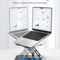 Adjustable Laptop Stand, Computer Stand with 360 Rotating Base, Ergonomic Laptop Riser Mount for Desk Foldable Protable Computer Desk Fits with MacBook Pro Air (10-16") - Black - Image 3