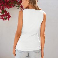 Kissfix Tank Tops for Women Summer Casual Cute Sleeveless Henley Shirts Beach Vacation Clothes Basic Tees - Image 4