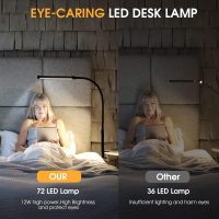 LED Desk Lamp with Clamp, Eye-Caring Clip on Lights for Home Office, 3 Modes 10 Brightness, Long Flexible Gooseneck, Metal, Swing Arm Architect Task Table Lamps with USB Adapter, Black - Image 5