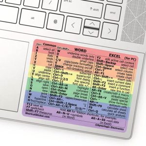Synerlogic Word/Excel Windows Shortcut Sticker | Reference Guide Keyboard Shortcuts | Work from Home Essentials | Excel Shortcuts Cheat Sheet Laminated No-Residue Vinyl (Rainbow/Small)