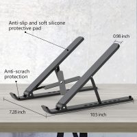 Laptop Stand for Desk, Adjustable Laptop Riser ABS+Silicone Foldable Portable Notebook Holder, Ventilated Cooling Notebook Mount Computer Stand for 10-15.6” Laptops,Tablets-Black - Image 5